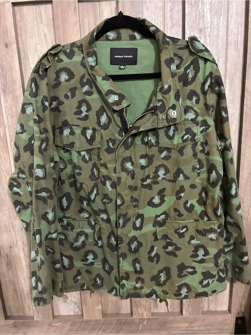 Jealous Tomato Green Camo Leopard Field Jacket